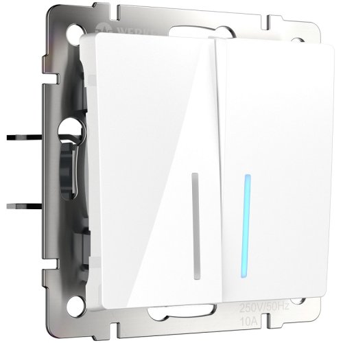 Выключатель с подсветкой без рамки Werkel 2-кл. белый матовый фото Выключатель с подсветкой без рамки Werkel 2-кл. белый матовый картинка